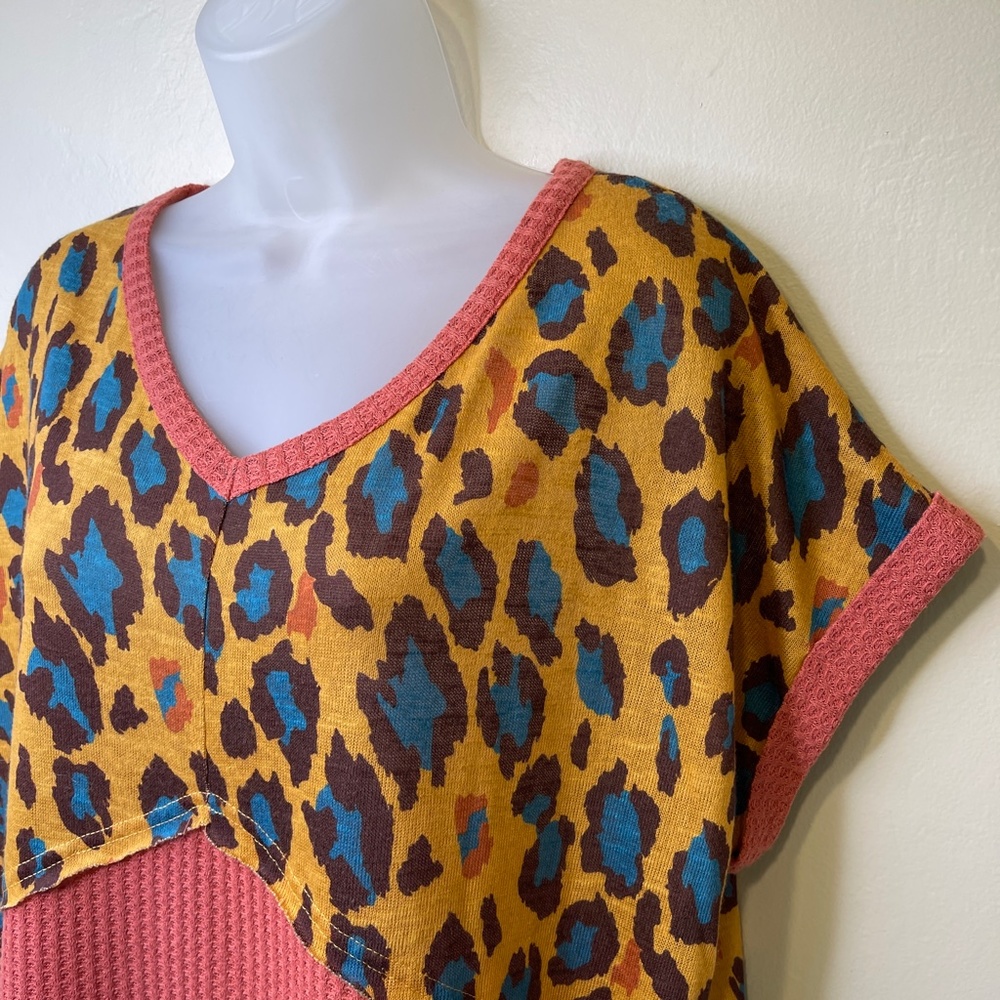 Umgee | Leopard Print Color Block Waffle Knit Rol… - image 8